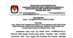 Timsel Umumkan Calon Anggota KPU 4 Kabupaten di Gorontalo Lulus Seleksi Administrasi