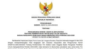 Sahmin Madina Dicoret Dari Timsel Bawaslu Kabupatan/Kota Untuk Provinsi Gorontalo