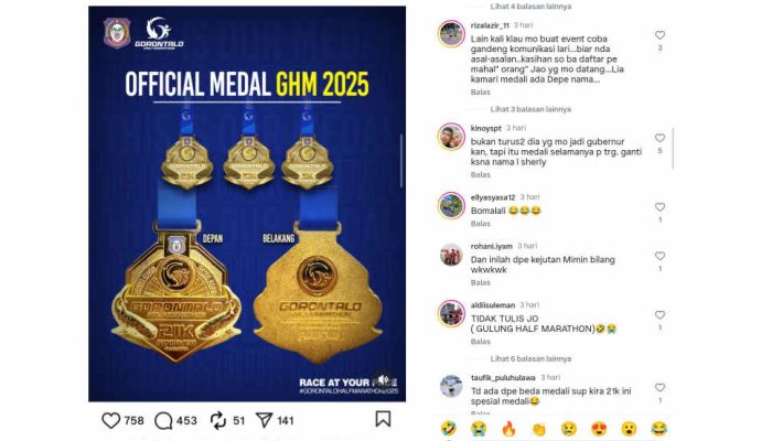 Desain Medali GHM 2025 Diprotes, Warganet Soroti Penulisan Nama Gusnar Ismail