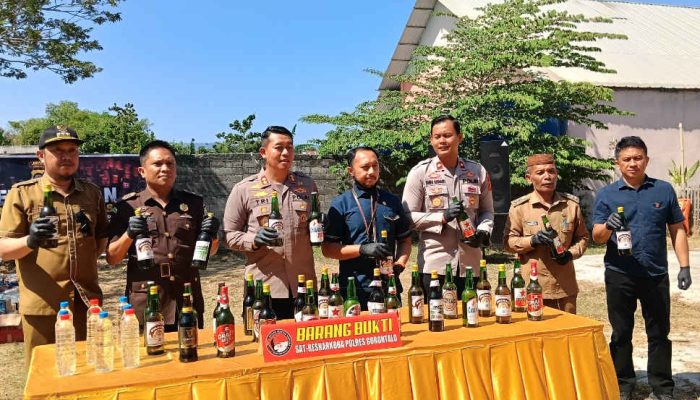 Belasan Ribu Miras Dimusnahkan Polres Gorontalo, Peredaran Terus Diburu